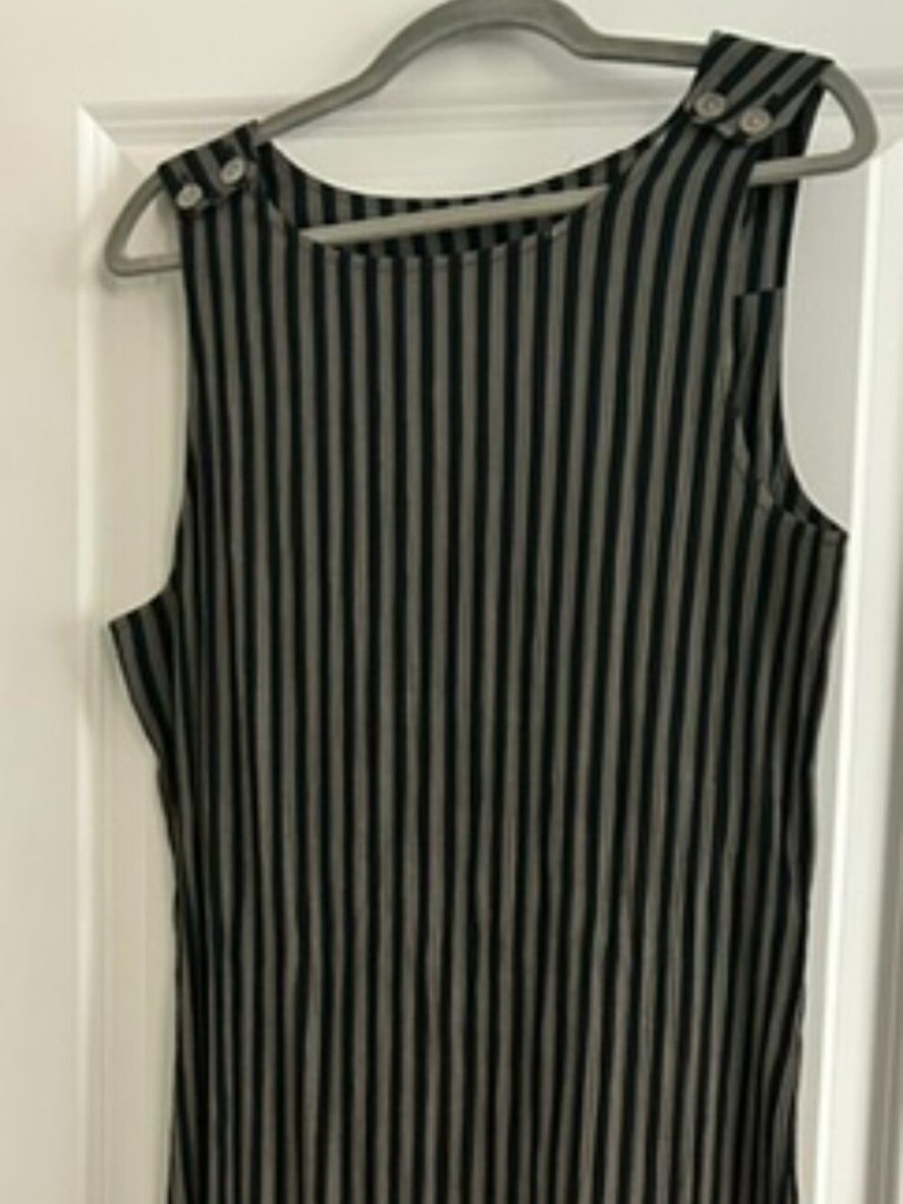Vintage 90s Sag Harbor Striped Sleeveless Maxi Dress Black Taupe Size 10